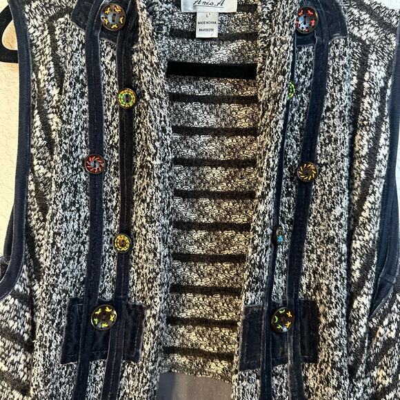 Anis.A Women's Gray Black Stretch Open Front Wrap Vest Sweaters Size Large - Picture 4 of 10